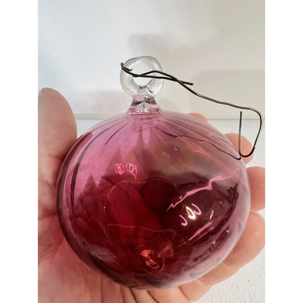 Red Blown Glass Christmas Teardrop And Ball Ornament Set‎ Of 3